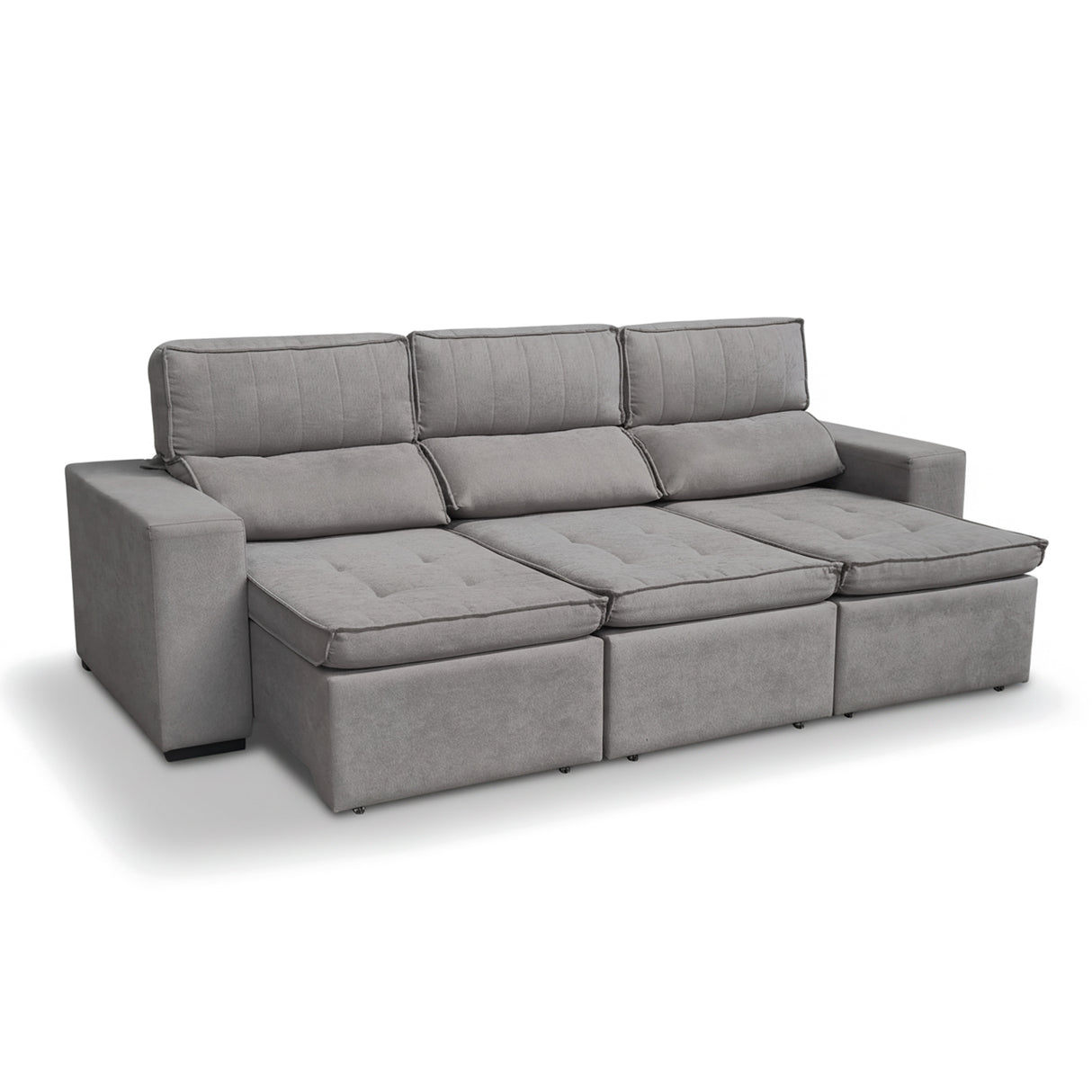 Sofá extensible de 3 cuerpos con tela de tercipelo color gris