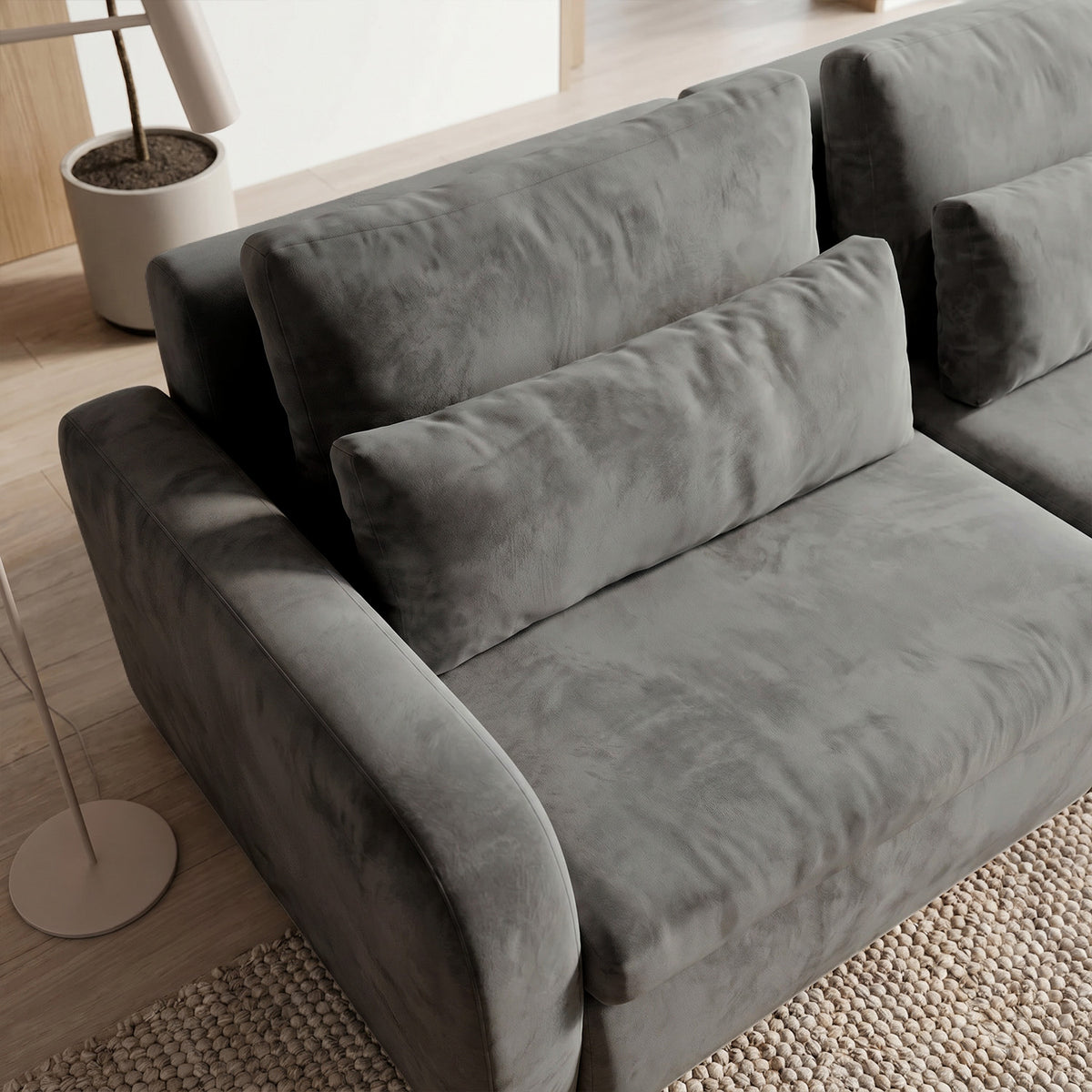 Sofá Modular 2 Cuerpos Treviso Tela Gris Oscuro - 2.28m a Confección