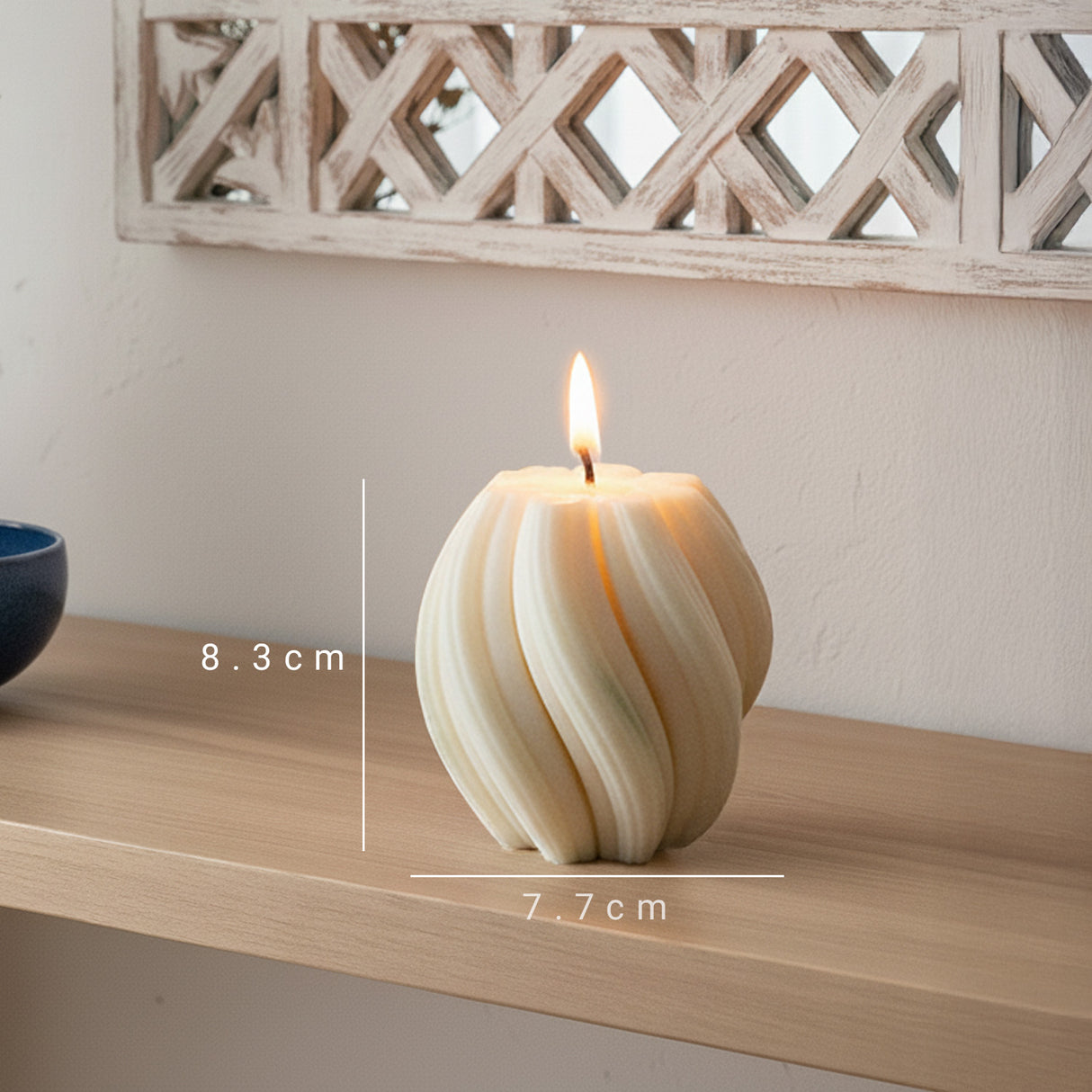 Vela de Cera Blanca Nórdica Pilares Geométricos