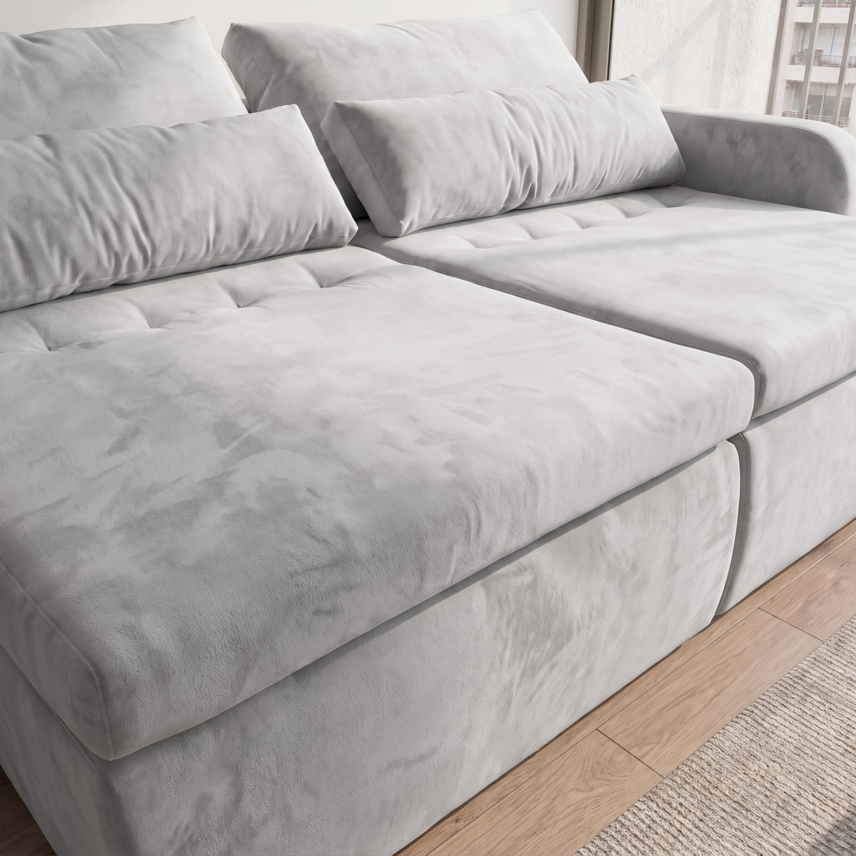 Sofá 2 cuerpos Zurich Tela Gris - 2.08m