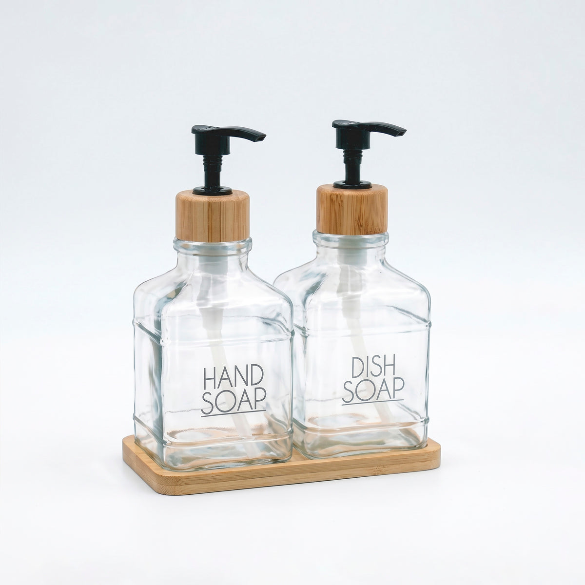 Set 2 Dispensadores bambú / vidrio