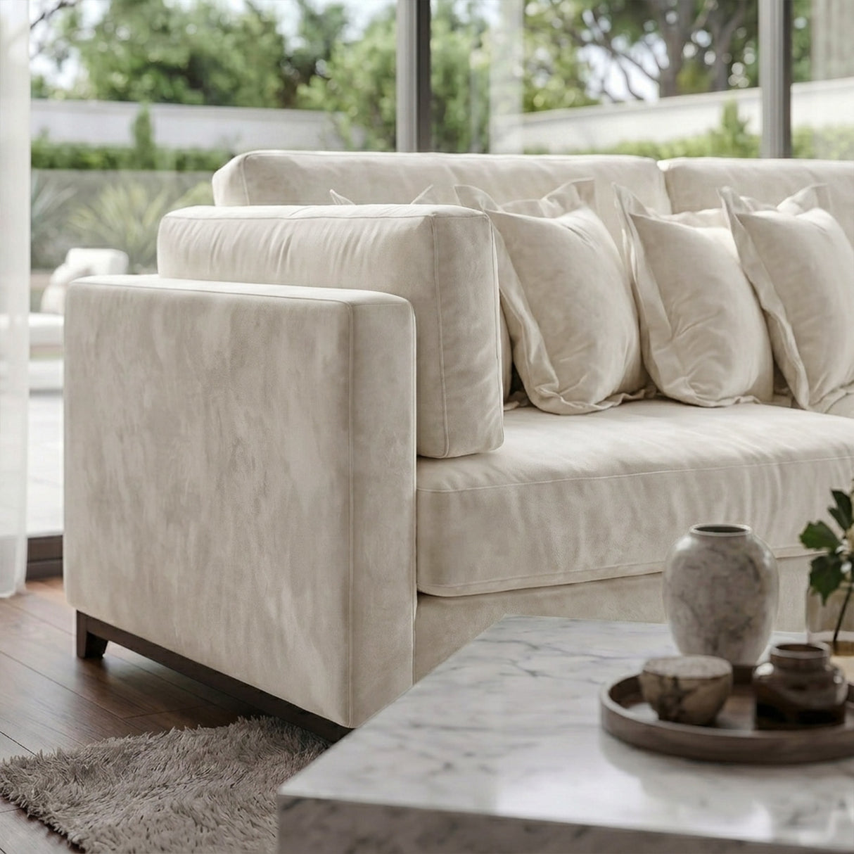 Sofá 3 Cuerpos Liberty con Chaise Longue Derecho Tela Beige - 2.30m a Confección