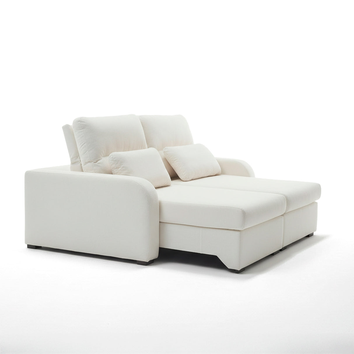 Sofá extensible de dos cuerpos, tapiz boucle color blanco