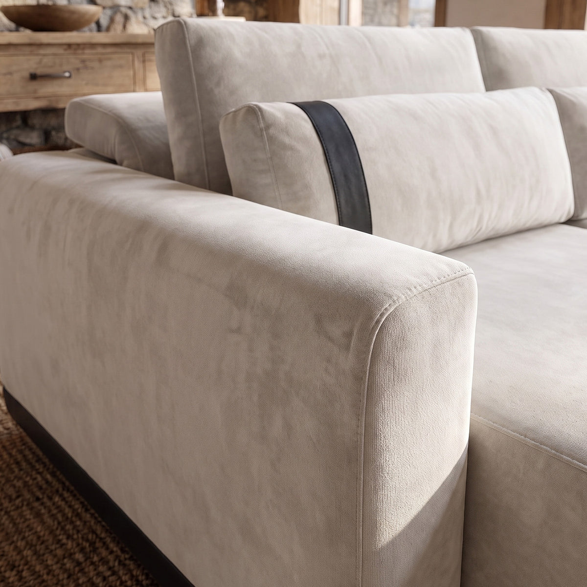 Sofá 3 Cuerpos Rizzonte Tela Beige - 2.76m