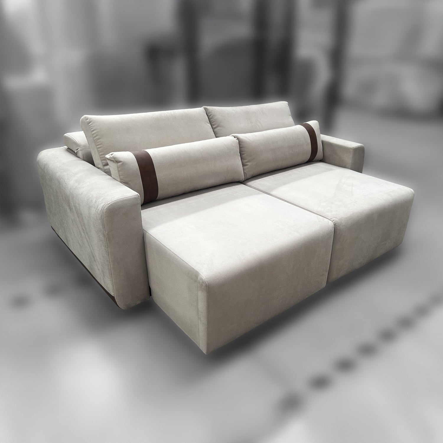 Sofa Rizzonte 1.96MT / Cream 2388 Ecocuero 6001 Outlet S/CAMBIO NI DEVOLUCIÓN Di Qualita
