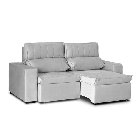 Sofá extensible y reclinable toquio 2 cuerpos color gris un módulo extendido