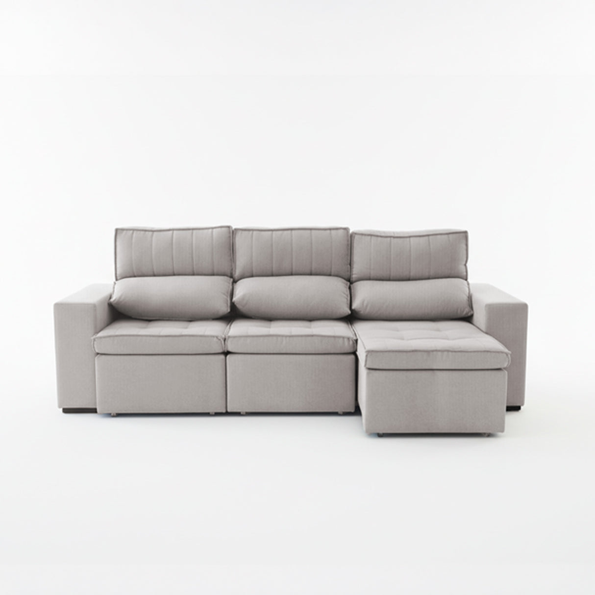 Sofá extensible y reclinable de 3 cuerpos tela chenille color café