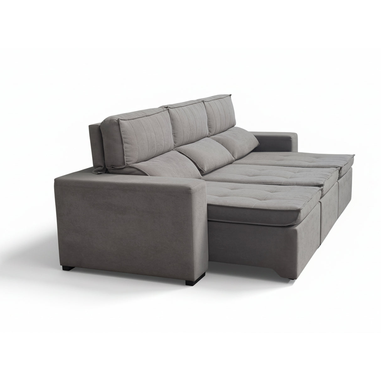 Sofá extensible de 3 cuerpos con tela de tercipelo color gris