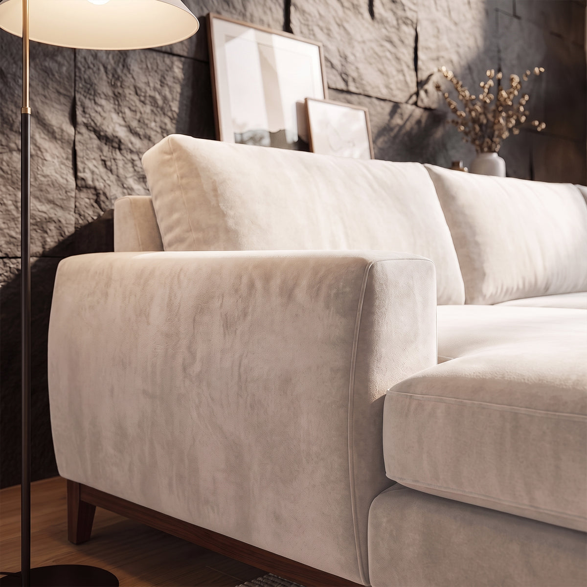 Sofá Seccional 3 Cuerpos Adesso con Chaise Longue Izquierdo Tela Beige - 3.60m a Confección