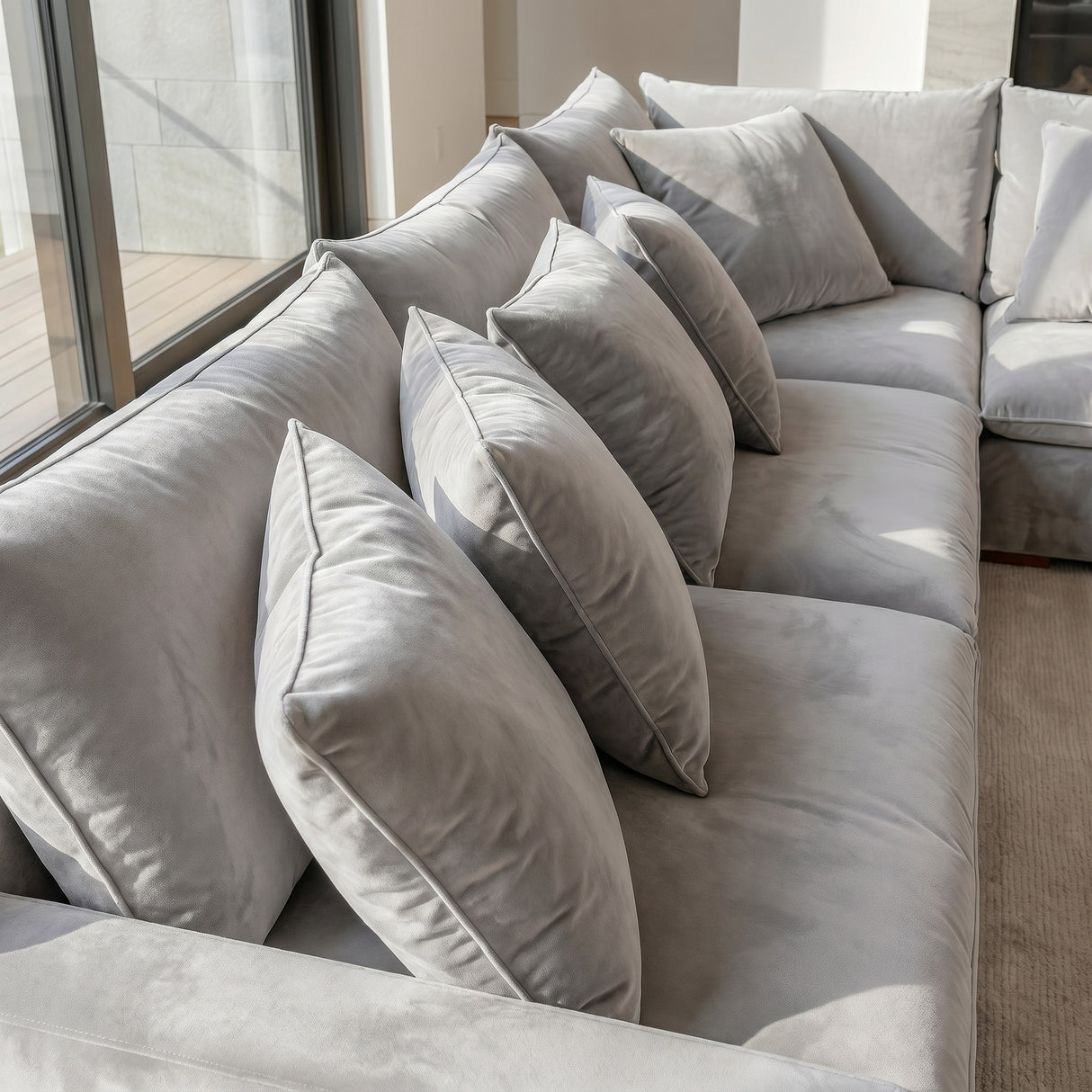 Sofá 4 Personas Atualittá en "L" Tela Gris Claro - 2.97M X 2.97M de Chaise Longue