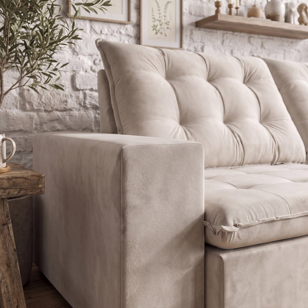 Sofá 2 Cuerpos Caribe Tela Beige - 2.24m a Confección