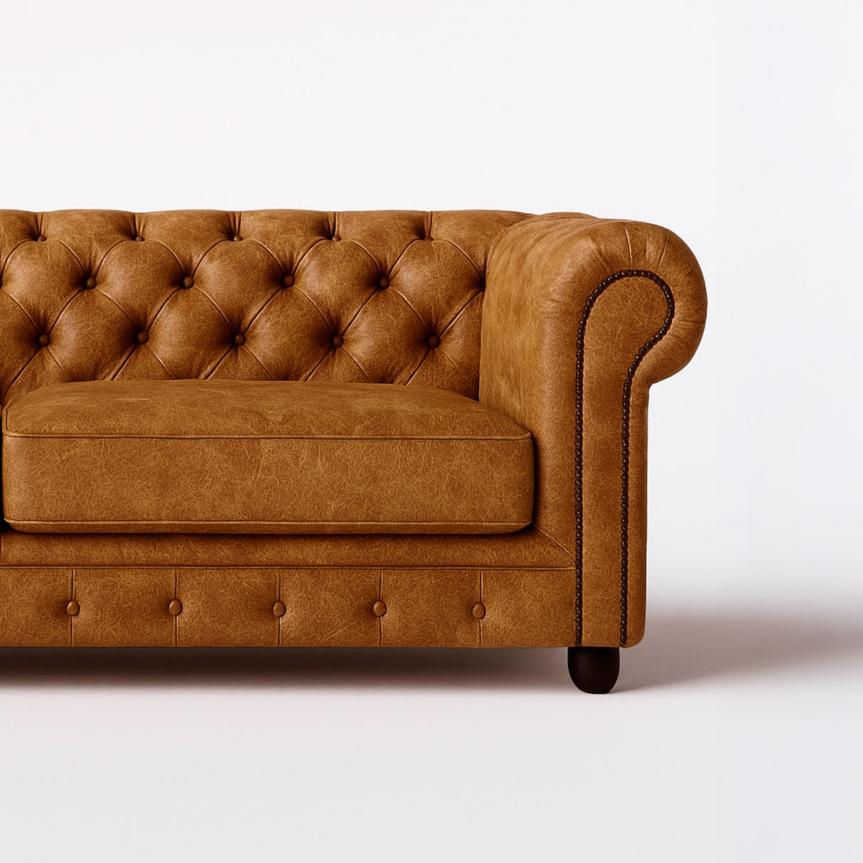 Sofá Chesterfield Cuero Natural