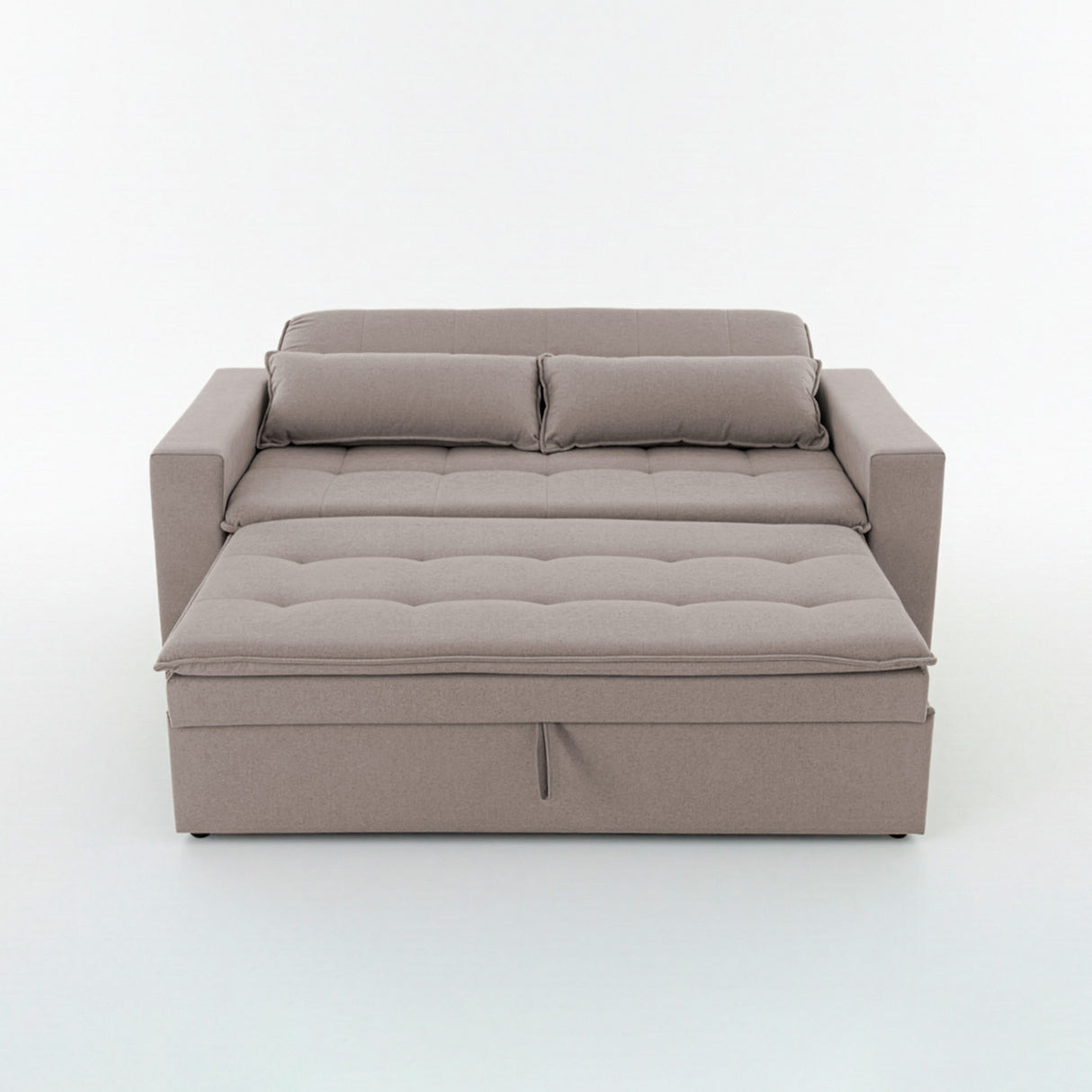 Sofá cama 2 cuerpos Londres con tela chenilla color café claro