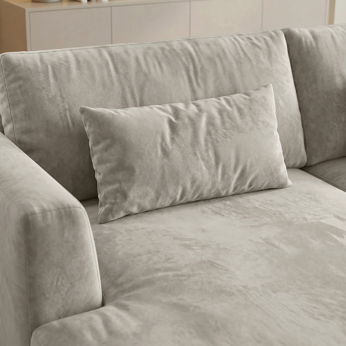 Sofá Seccional 3 Cuerpos Palace con Chaise Longue Izquierdo Tela Beige - 3.06m a Confección