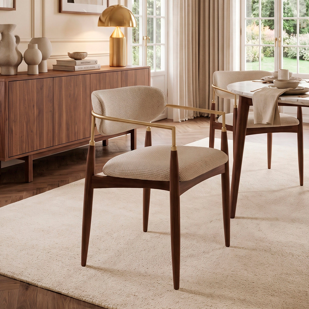 Silla Adara c/ brazo BR6032 / COR CASTAÑO / METAL CHAMPAGNE STOCK