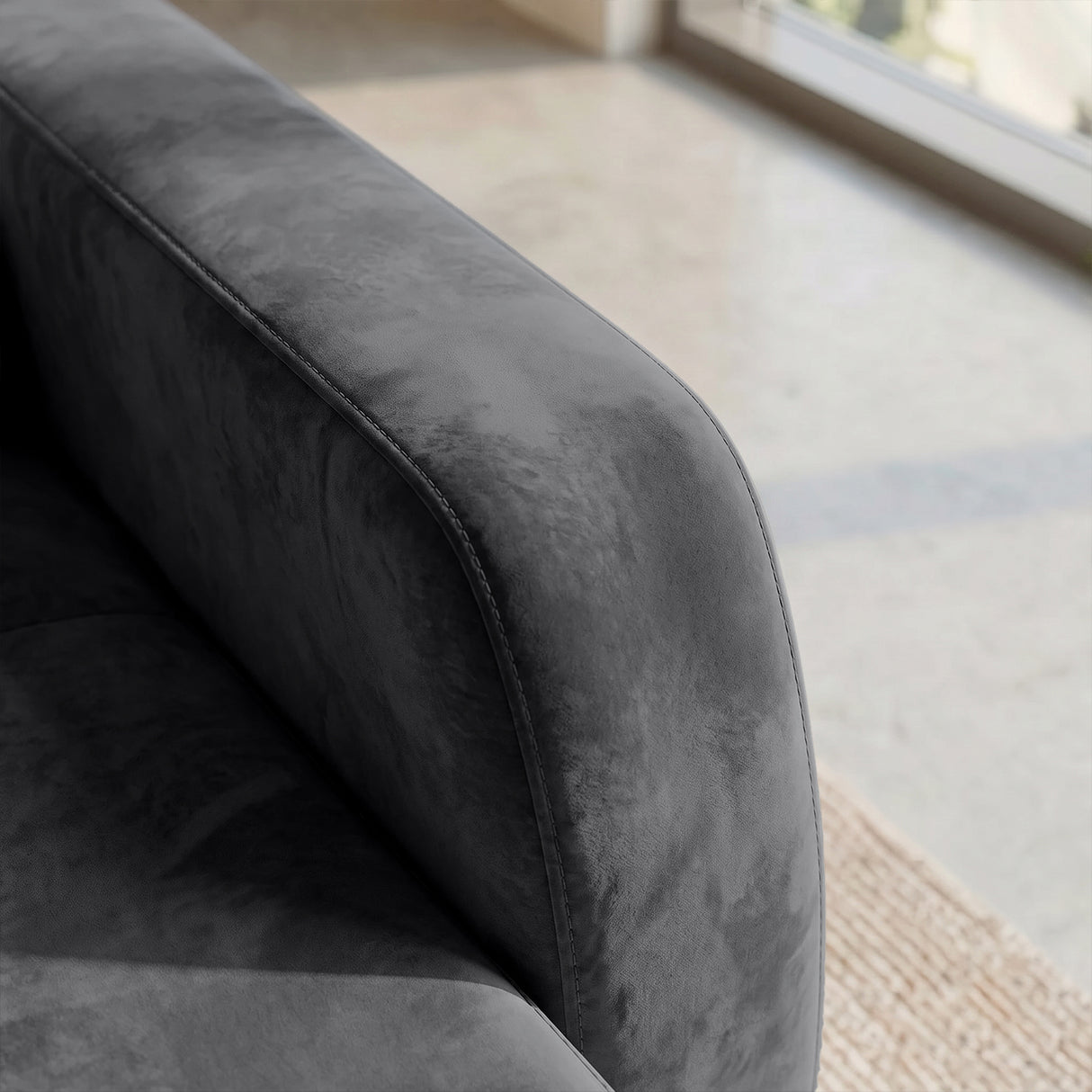 Sofá 3 cuerpos Zurich Tela Gris oscuro - 2.98m
