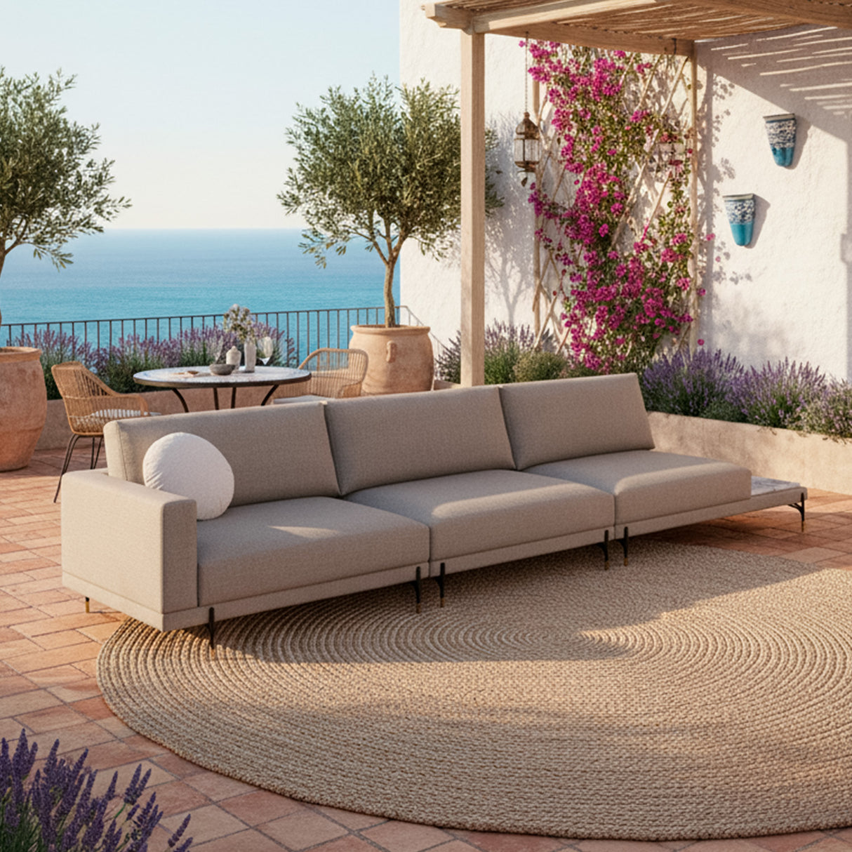 Sofá para terraza con mesa de mármol