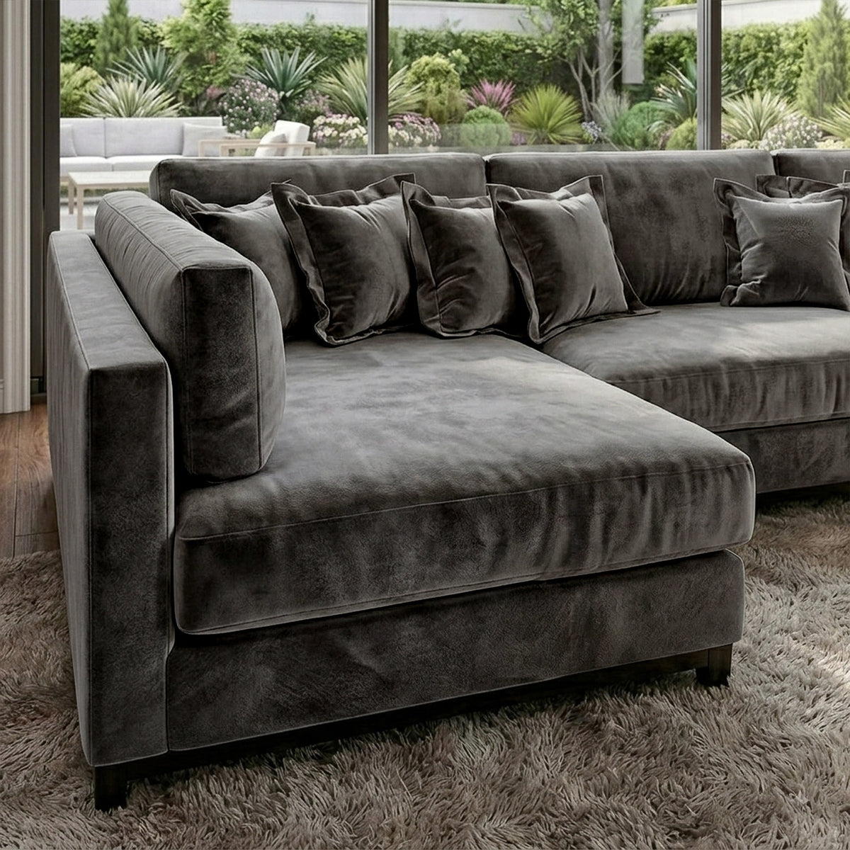 Sofá 3 Cuerpos Liberty con Chaise Longue Izquierdo Tela Gris Oscuro - 2.30m a Confección