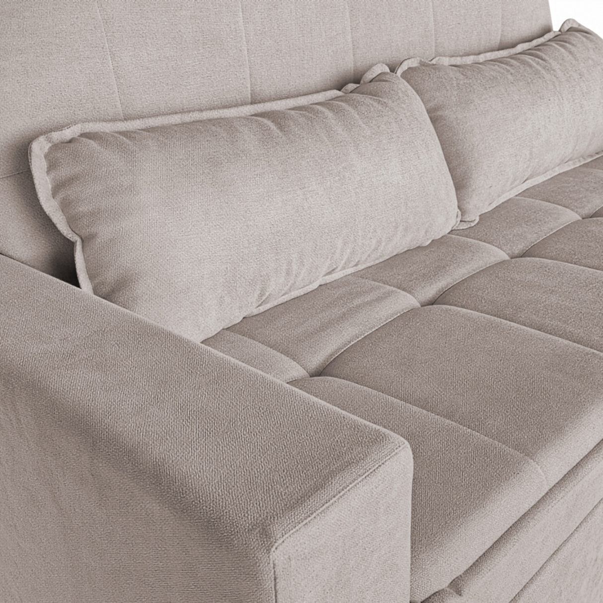 Sofá cama 2 cuerpos Londres con tela chenilla color café claro