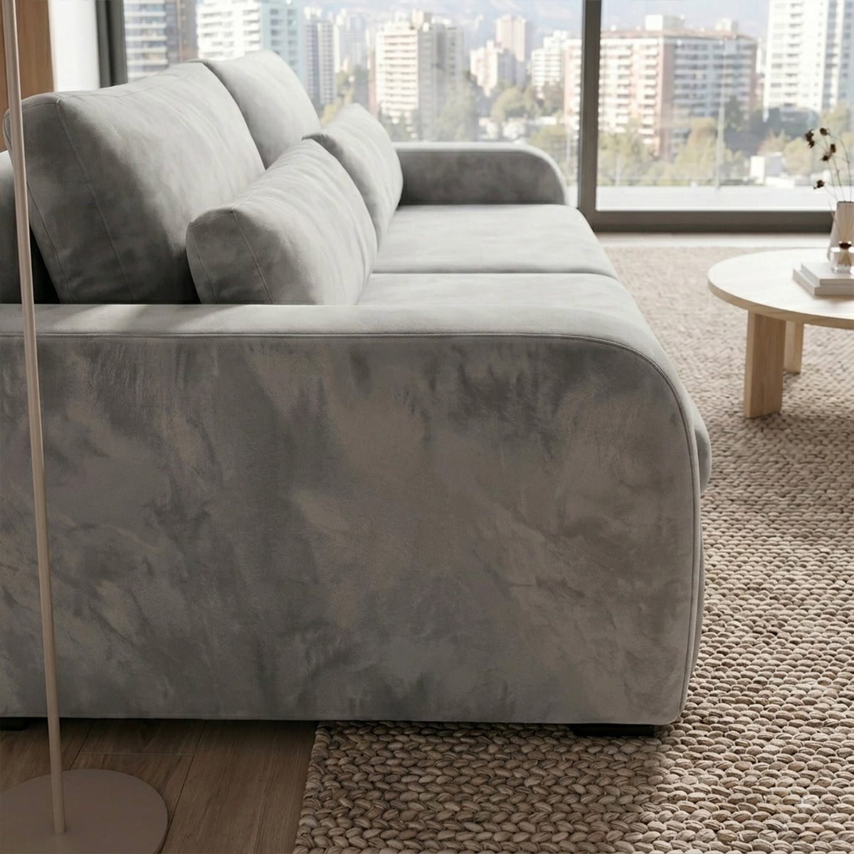 Sofá Modular 2 Cuerpos Treviso Tela Gris Claro - 2.28m a Confección