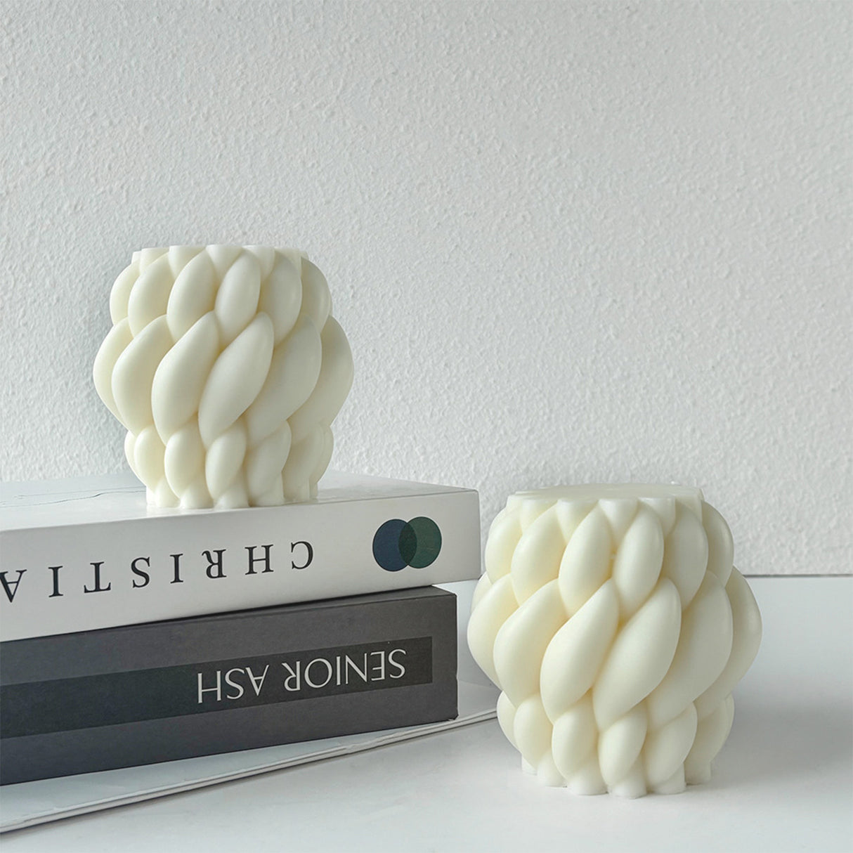 Vela de Cera Blanca Nudo Giratorio