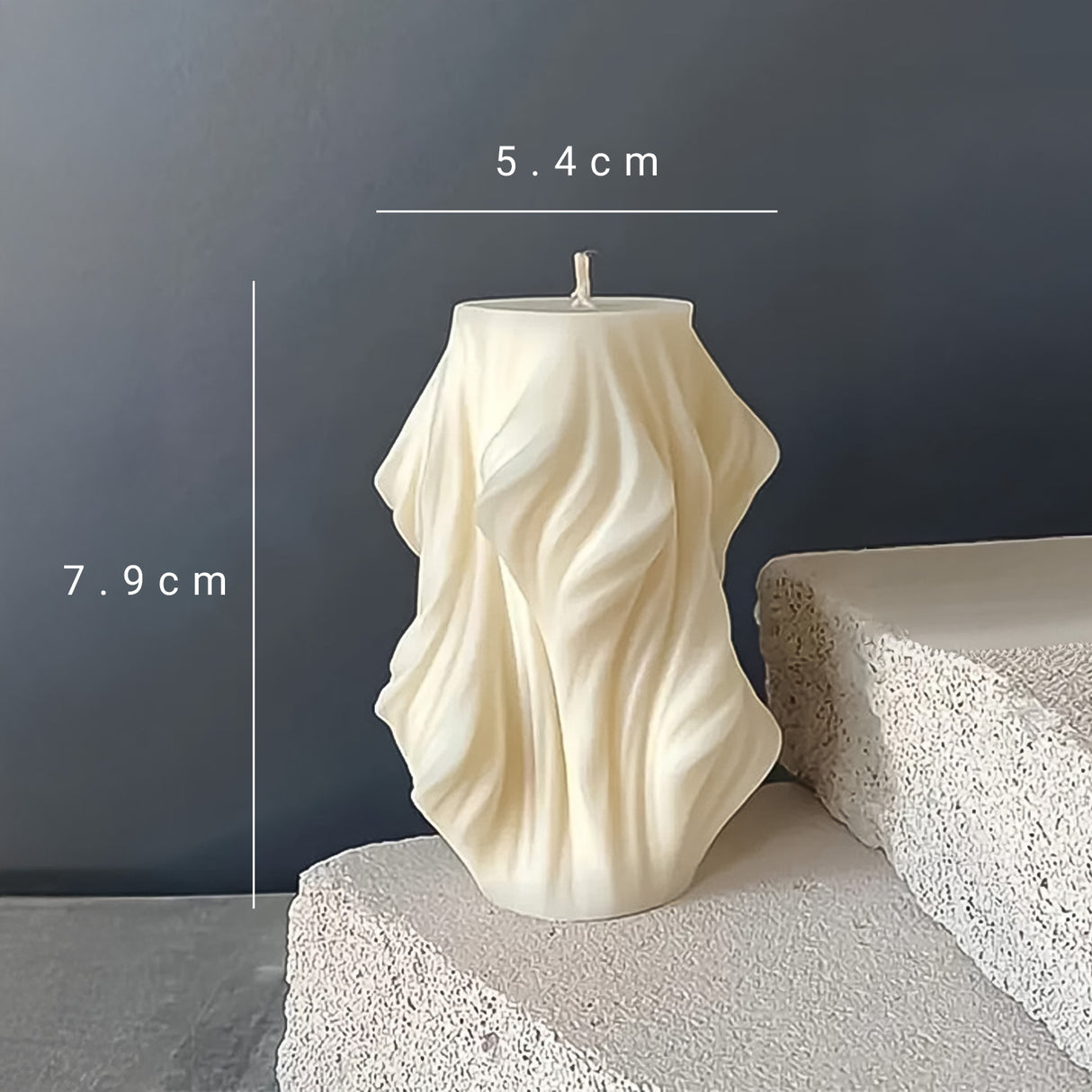 Vela de Cera Blanca Nórdica Ondas Geométricas