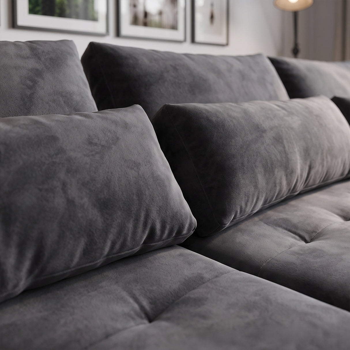Sofá 3 cuerpos Zurich Tela Gris oscuro - 2.98m