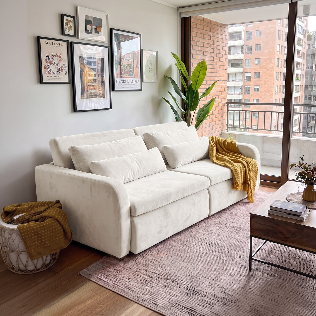 Sofá 2 cuerpos Zurich Tela Beige - 2.08m