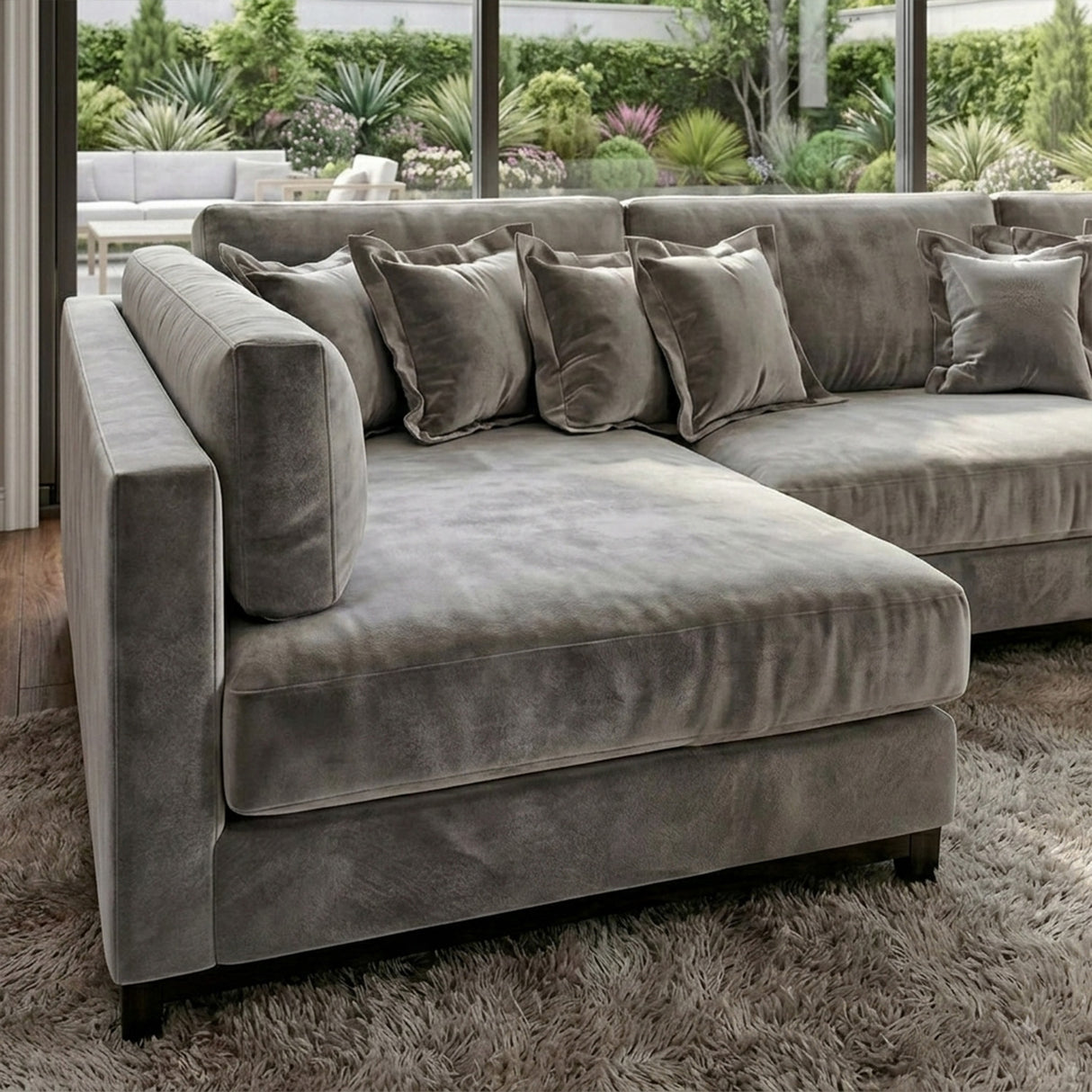 Sofá 3 Cuerpos Liberty con Chaise Longue Izquierdo Tela Gris Claro - 2.60m a Confección