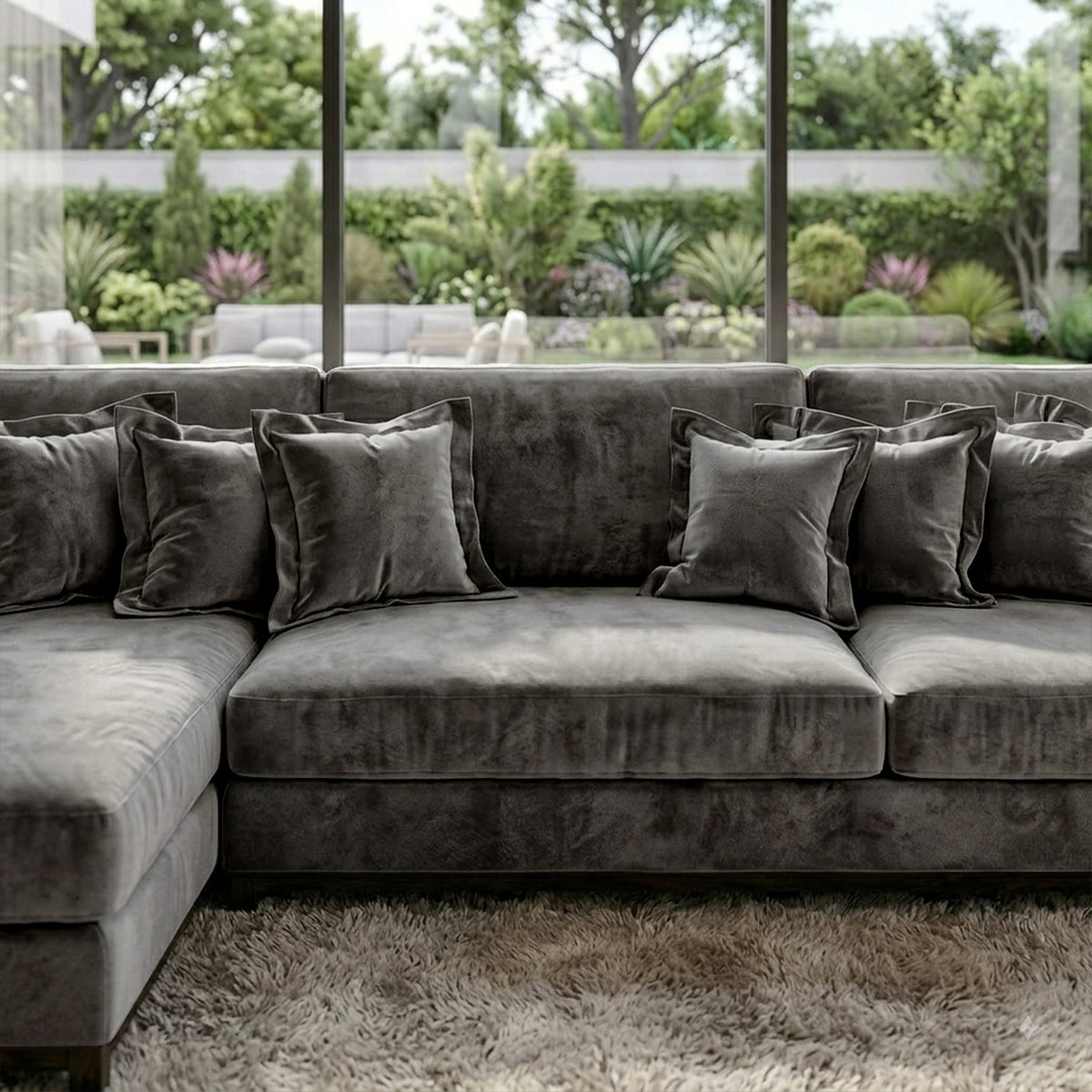 Sofá 3 Cuerpos Liberty con Chaise Longue Izquierdo Tela Gris Oscuro - 2.30m a Confección
