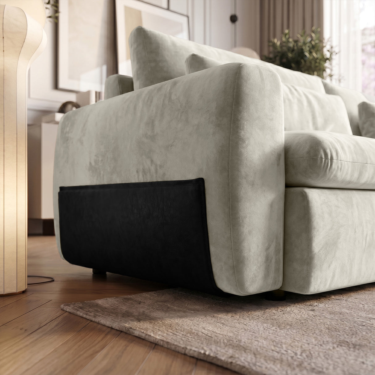 Sofá 2 Cuerpos Litus Tela Beige - 2.54m