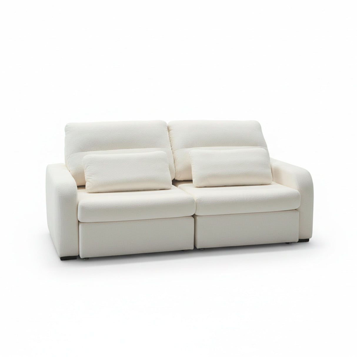 Sofá extensible de dos cuerpos, tapiz boucle color blanco