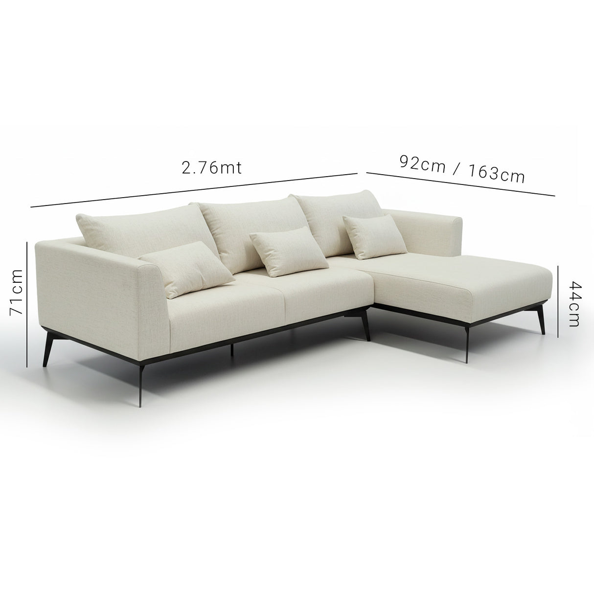 Sofá Palace con Chaise 2.76 MT 6010 Stock