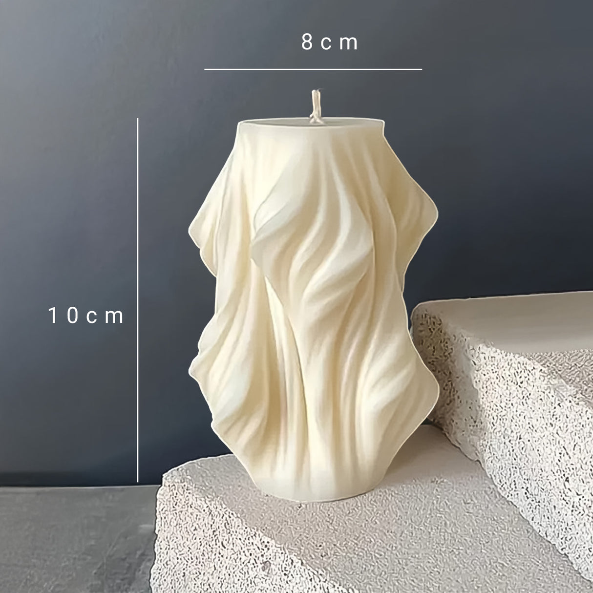 Vela de Cera Blanca Nórdica Ondas Geométricas