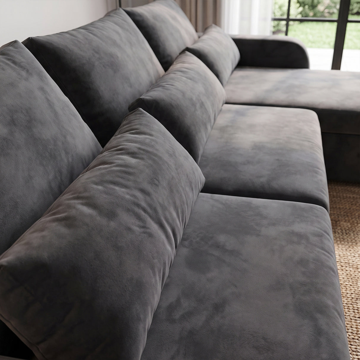 Sofá 3 cuerpos Zurich Tela Gris oscuro - 2.98m