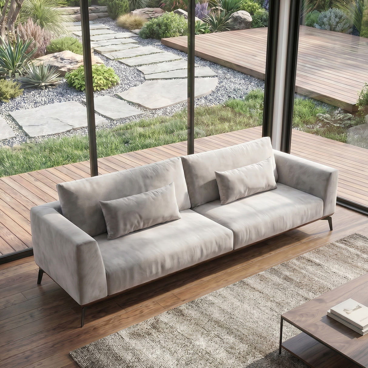 Sofá 2 Cuerpos Palace Single Tela Beige - 1.96m