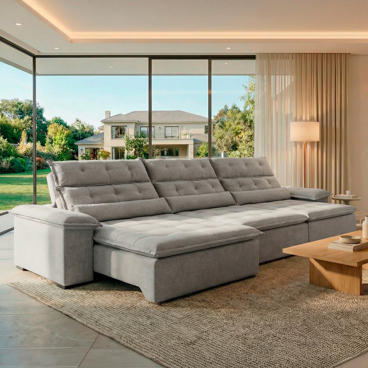 Sofá 3 Cuerpos Prediletto Tela Blanco - 3.60m