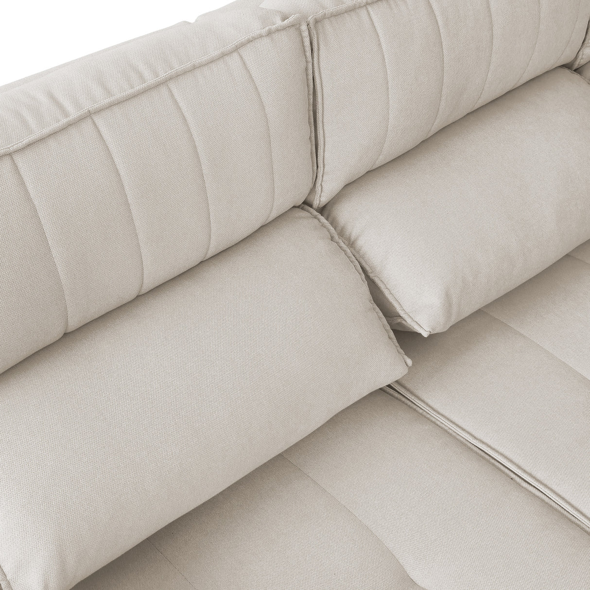 Sofá extensible y reclinable de 3 cuerpos tela chenille color crema