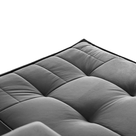 Acercamiento a la tela del asiento del sofá extensible y reclinable toquio