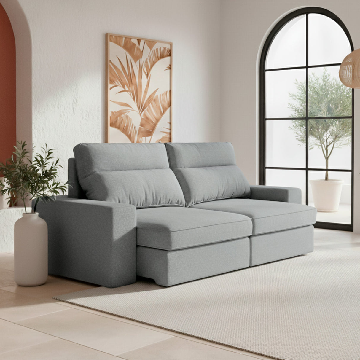 sofá extensible de 2 cuerpos color gris