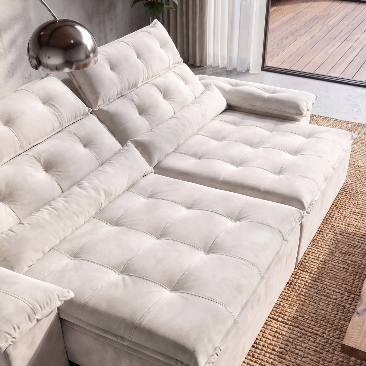 Sofá 2 Cuerpos Prediletto Tela Beige - 2.60m