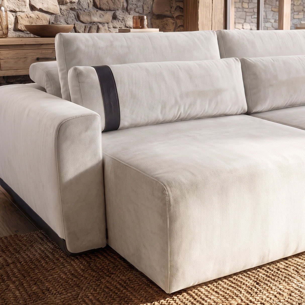 Sofá 2 Cuerpos Rizzonte Tela Beige - 1.96m