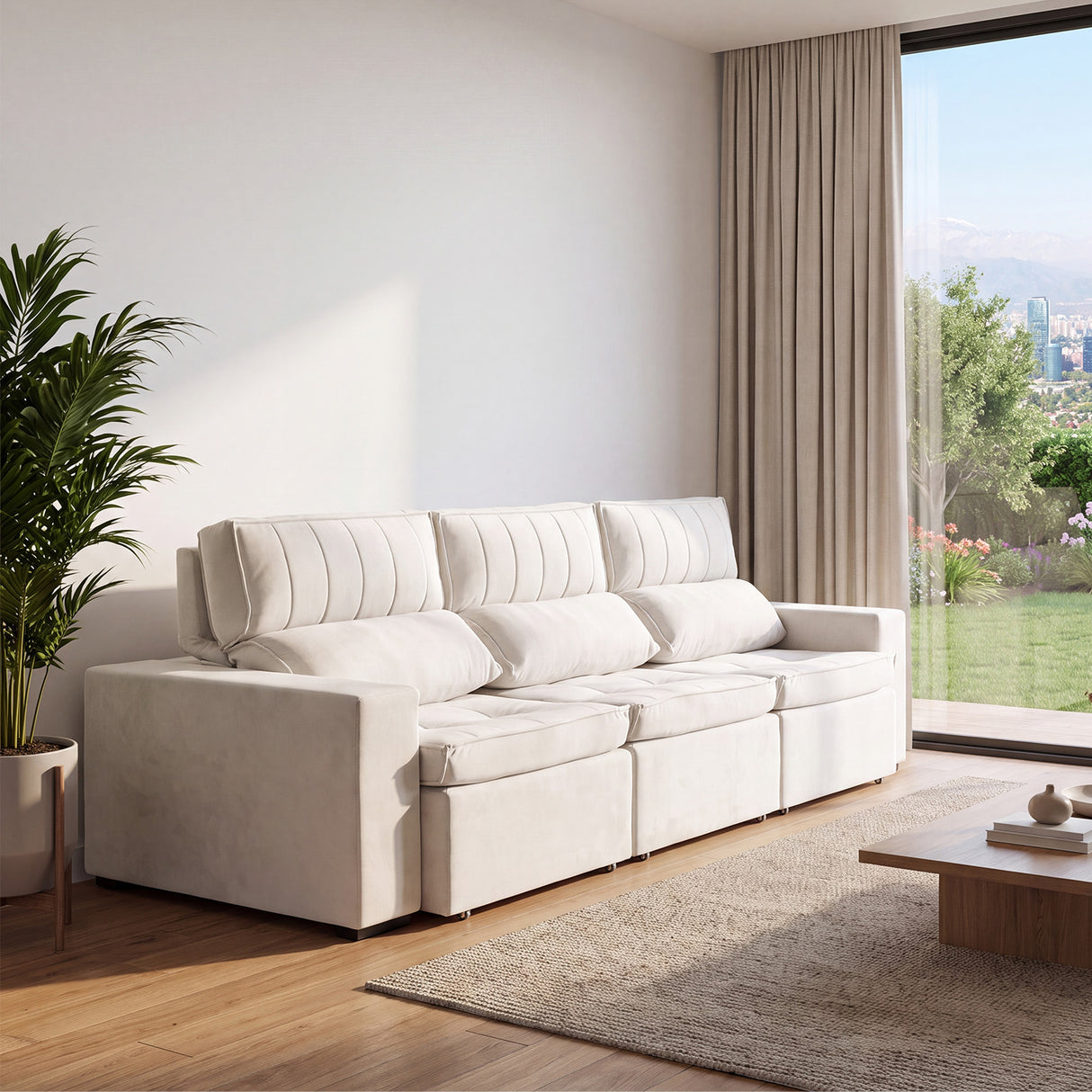 Sofá 3 cuerpos Toquio Tela Beige - 3.14m