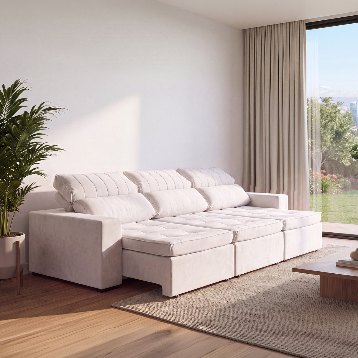 Sofá 3 cuerpos Toquio Tela Beige - 3.14m