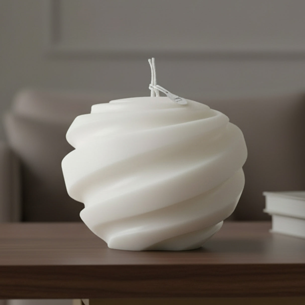 Vela de Cera Blanca Esfera Nórdica