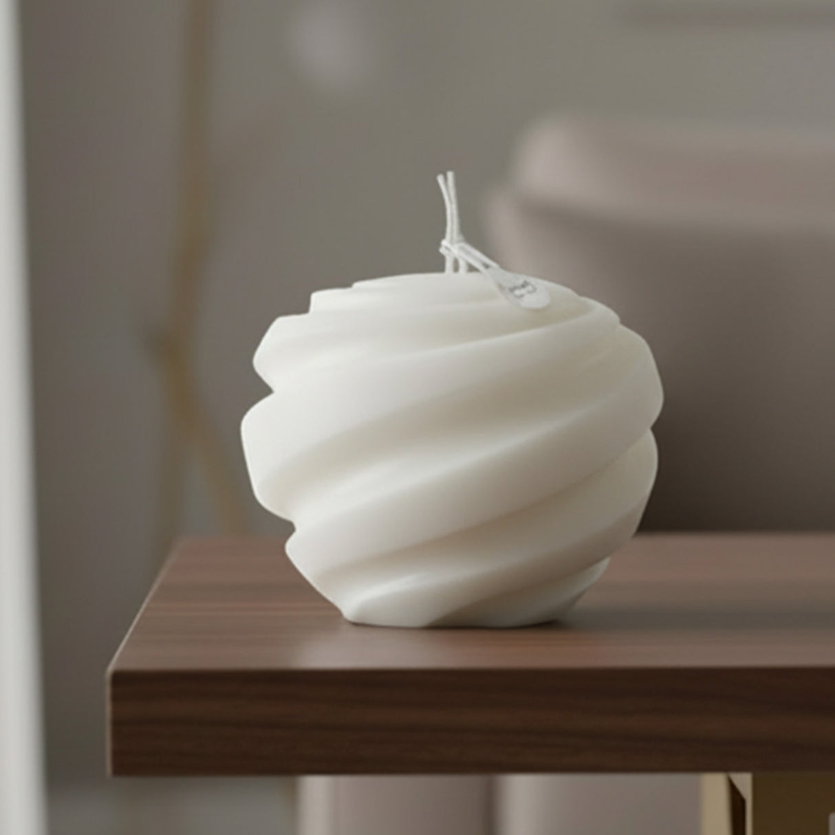 Vela de Cera Blanca Esfera Nórdica