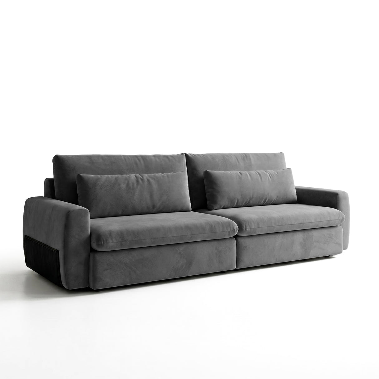 Sofá 2 Cuerpos Litus Tela Gris Oscuro - 1.94m
