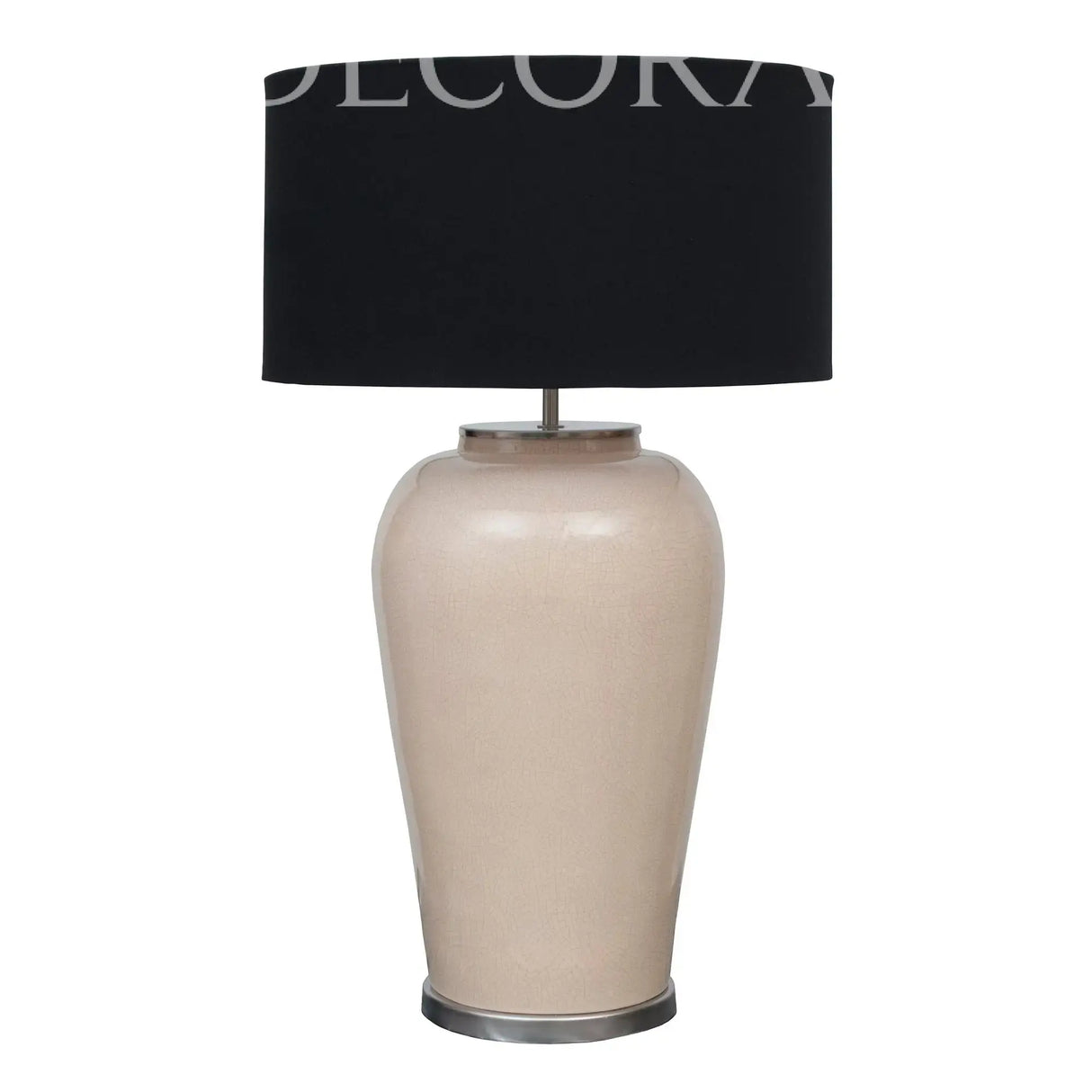 Lámpara de cerámica con pantalla de tela