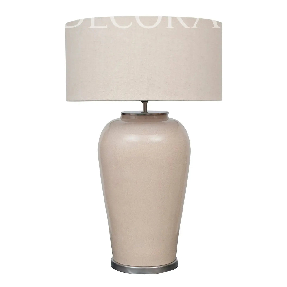 Lámpara de cerámica con pantalla de tela