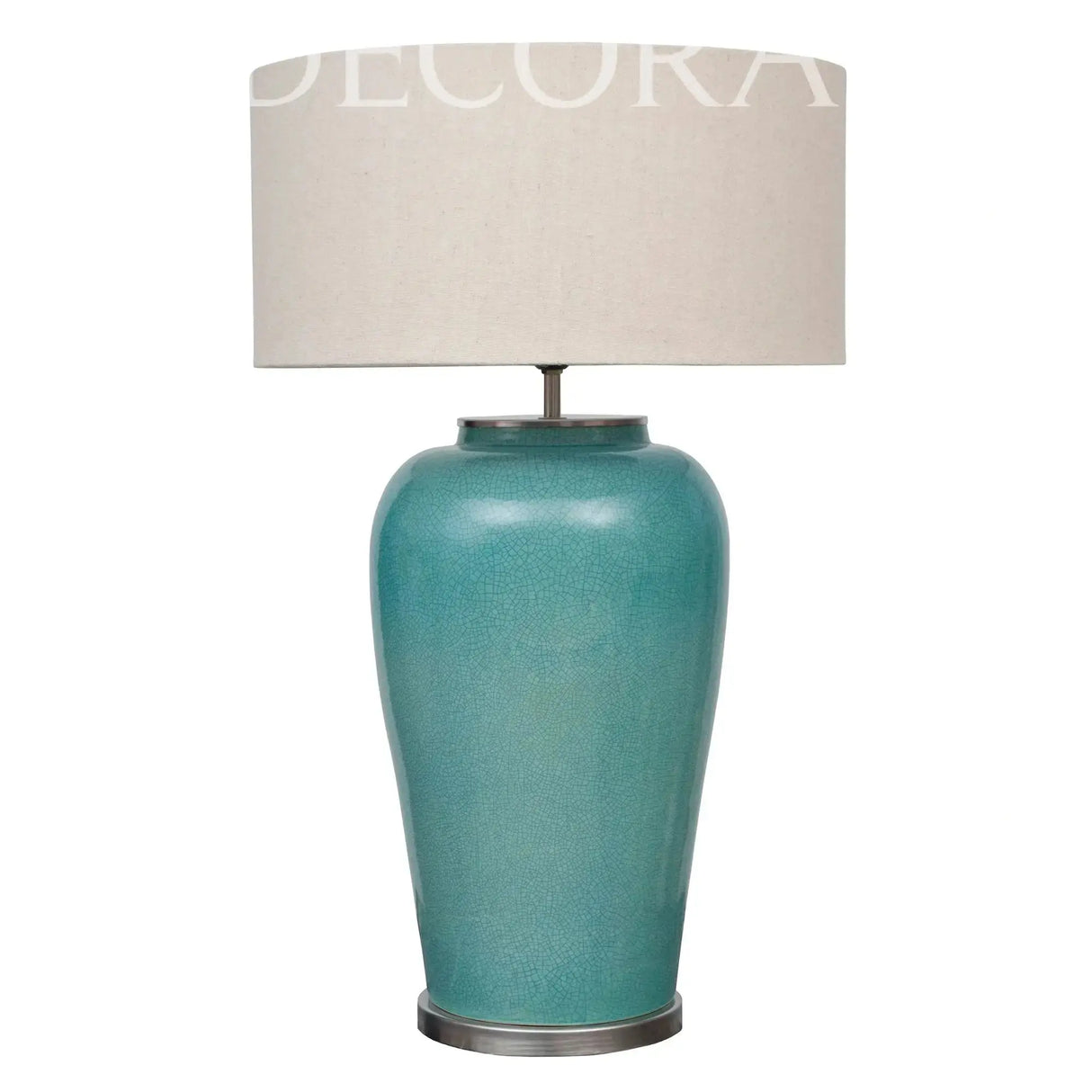 Lámpara de cerámica con pantalla de tela